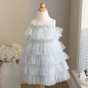 Tutu Du Monde Bebe Mahala Tulle Dress Blue Embellished Party Portrait NWT